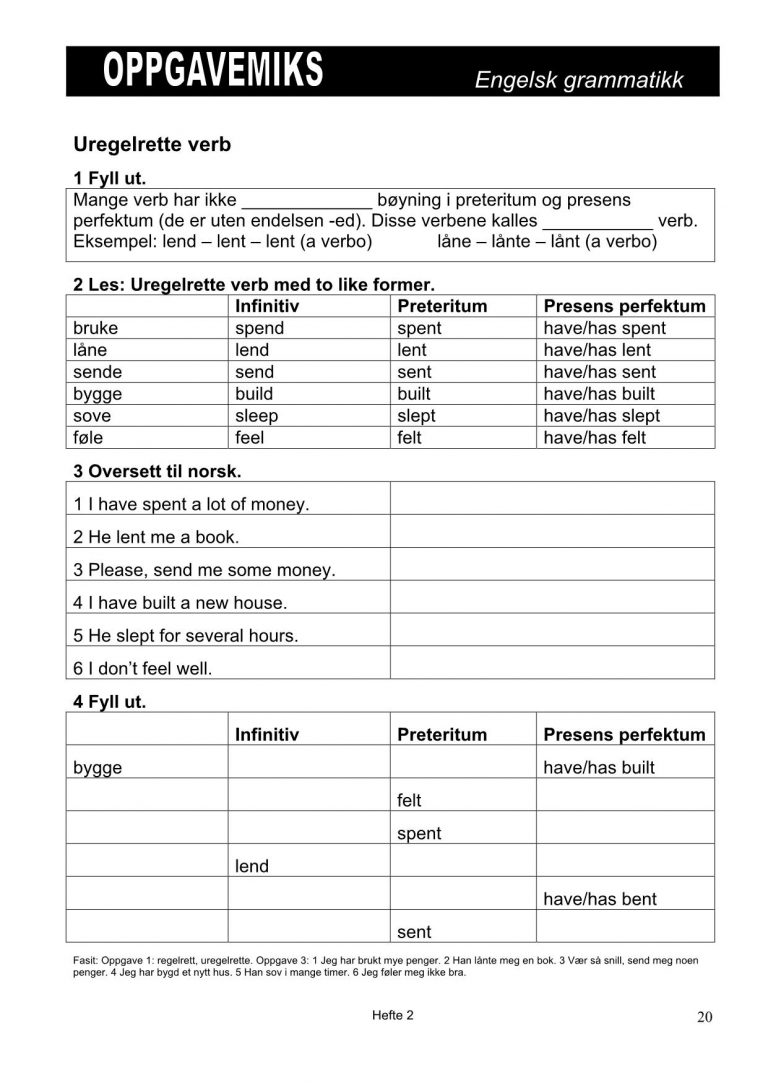 Oppgavemiks Engelsk - Grammatikk 2 - Arbeid med ord læremidler